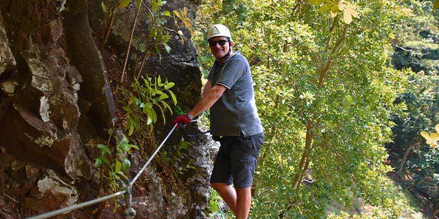 Easy mountain cliff climbing ferrata lavilleon ( (5)